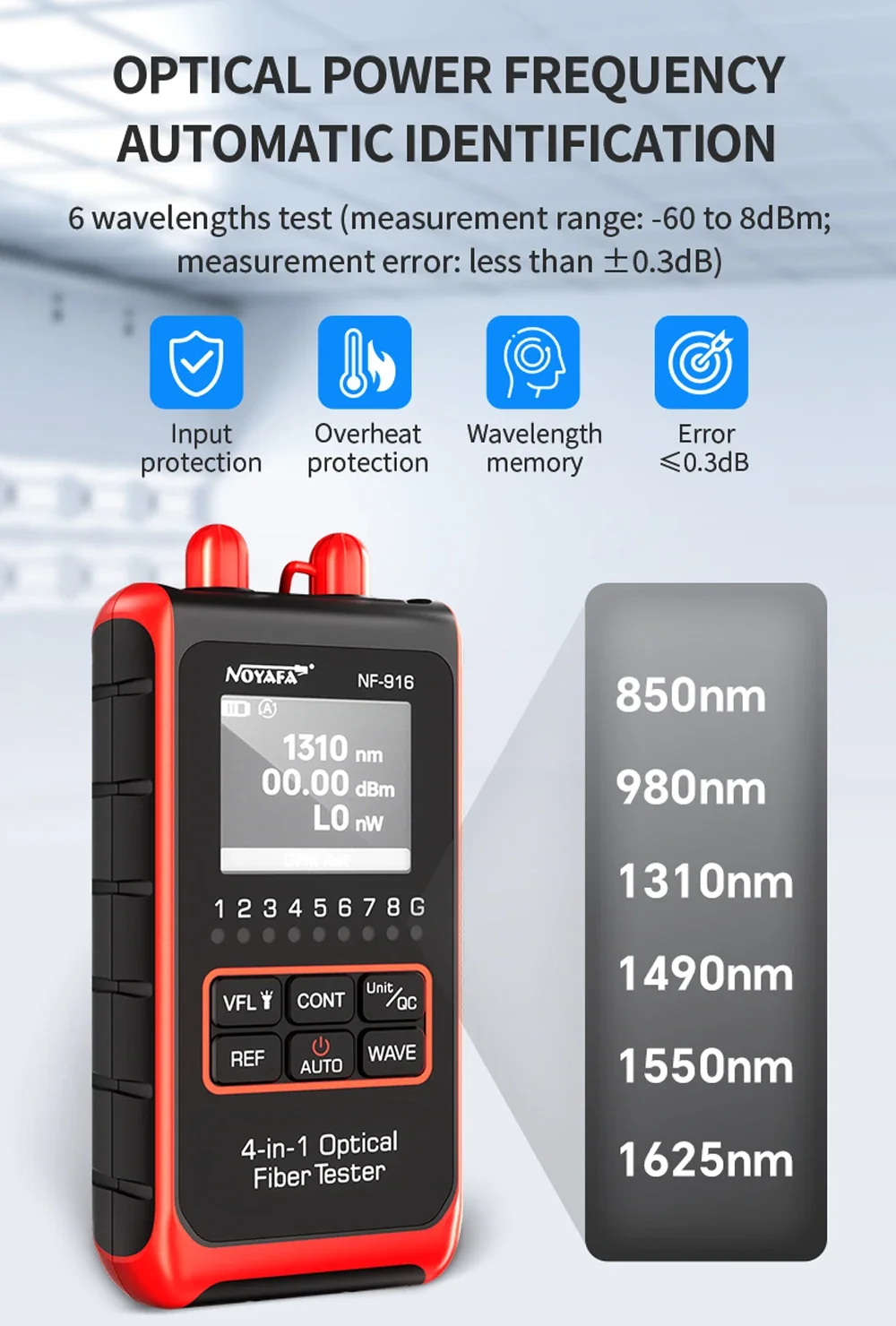NOYAFA NF-916 Fiber Optical Power Meter VFL REF FC SC ST Visual Fault Locator LC