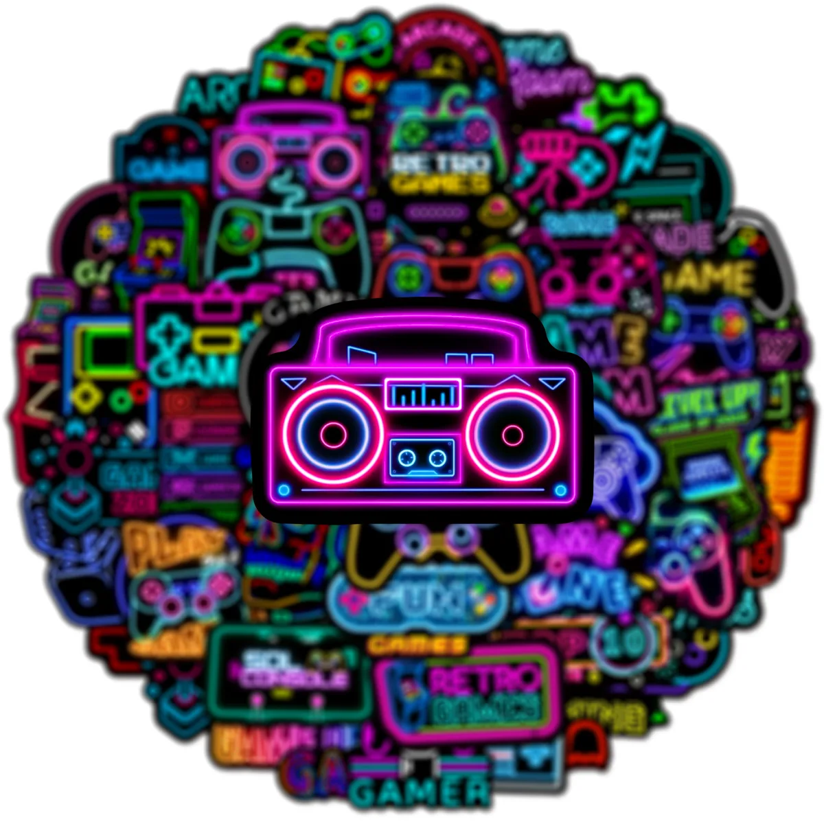 50/100개 멋진 네온 아케이드 스티커 오토바이 노트북 스케이트 태블릿 여행가방 전화 방수 데칼