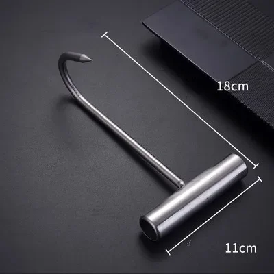 Stainless steel and wood handle T word meat hooks for BBQ kitchen accessories