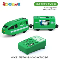Deluxe Remote - Control Electric Train Set with Wooden Tracks and Magnetic Rail Cars - Perfect Gift (Colorful)