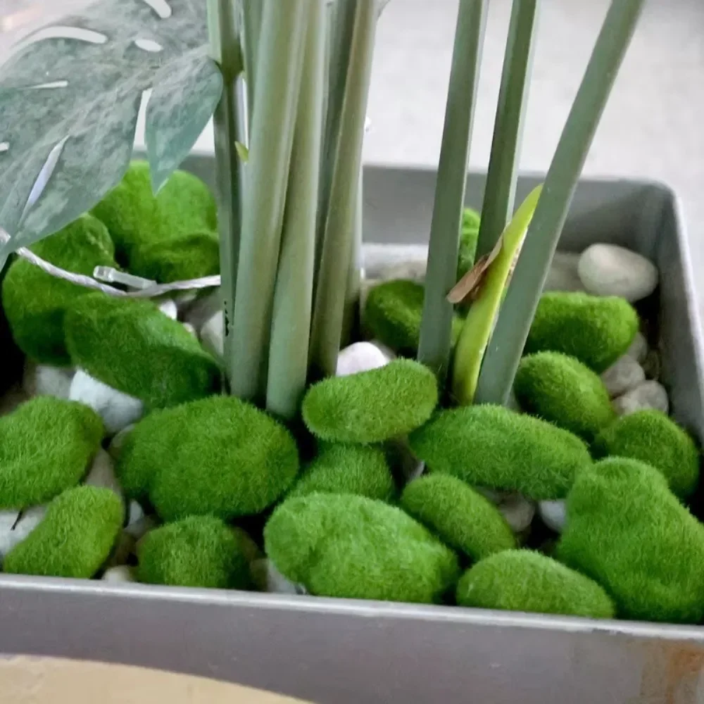 50/5PCS Artificial Foam Moss Rocks Fake Green Moss Stone Micro Landscape DIY Crafts for Home Garden Flower Pot Decoration Stone 3