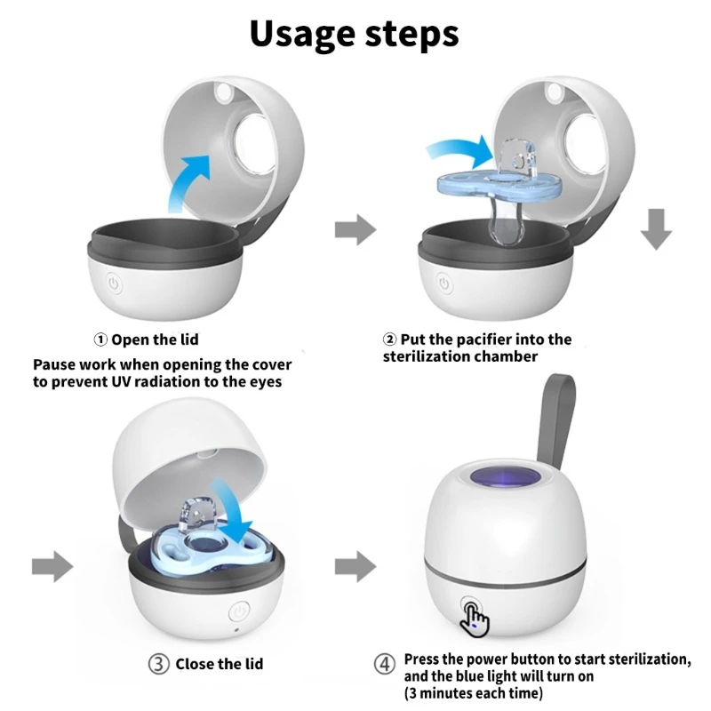 Portable Baby Pacifier Container with Charging Indicator Light, Pacifier Storage Box