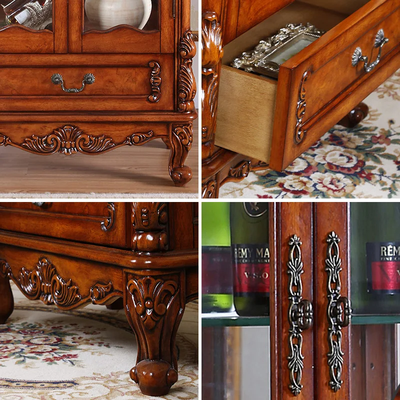 The Most Popular American Style Solid Wood Wine Cabinet Living Room Small Wine Cabinet Glass Door Display Dinning Side Board