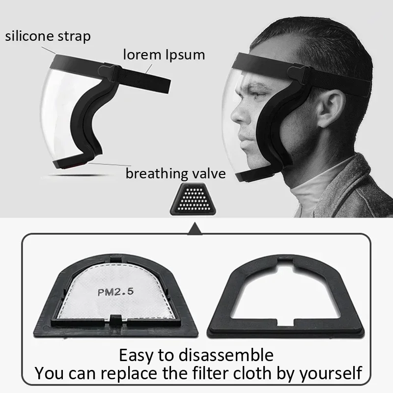Face Shield Mask Work Protection Mask Full Face Protector Shield Transparent Facial Protector Kitchen Accessories Gadgets