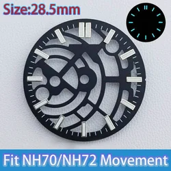 28.5mm Hollow Skeleton Dial with Black and Blue Luminous Design (A2)