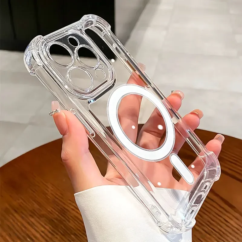 Transparent Magnetic Soft Phone Case with Magsafe and Shockproof Design