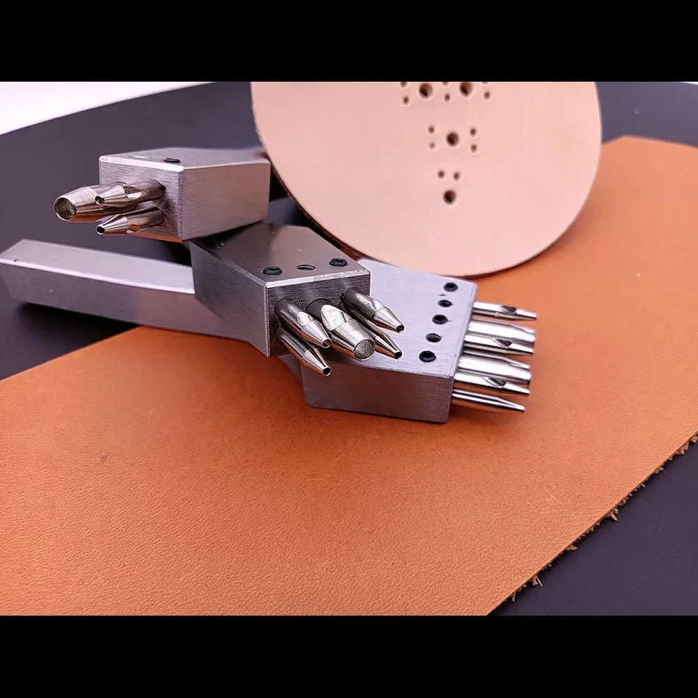 Leather Craft 3/5 Holes Puncher Diameter 1mm+3mm precise Round hole brogue style cutting Tools