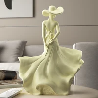 WSHYUFEI Gift From Spring for Yourself  Girl Wearing Dress Home Decor High-End Resin Crafts Mother's Day Gift Office Decoration 1