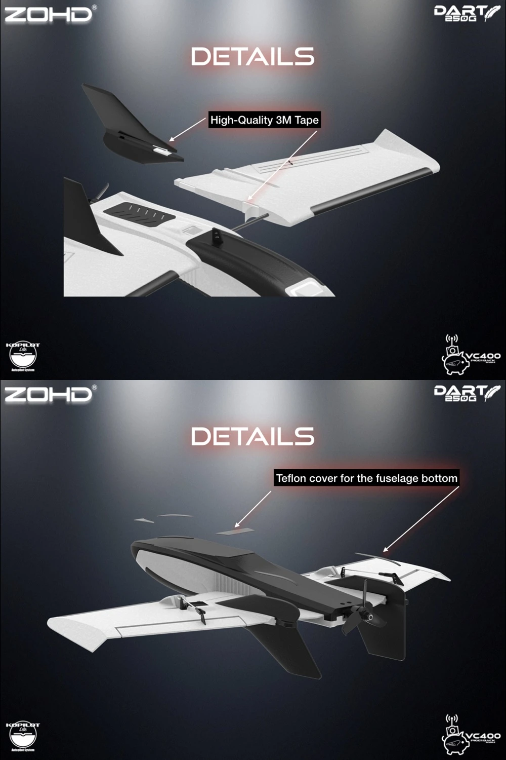 ZOHD Dart250G 570mm Wingspan Sub-250 grams Sweep Forward Wing AIO EPP FPV RC Airplane PNP KIT