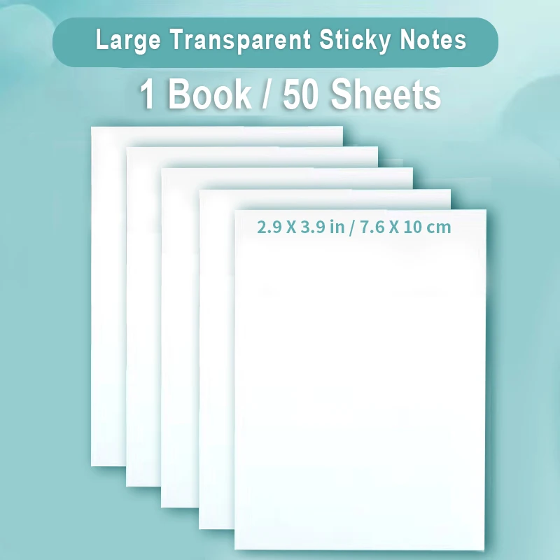 Transparent Waterproof Sticky Notes - Fluorescent Clear Memo Pad