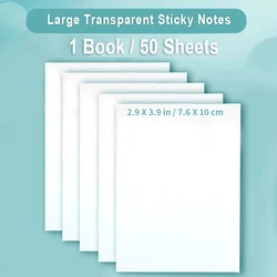 Transparent Waterproof Sticky Notes - Fluorescent Clear Memo Pad (50 large  sheets)