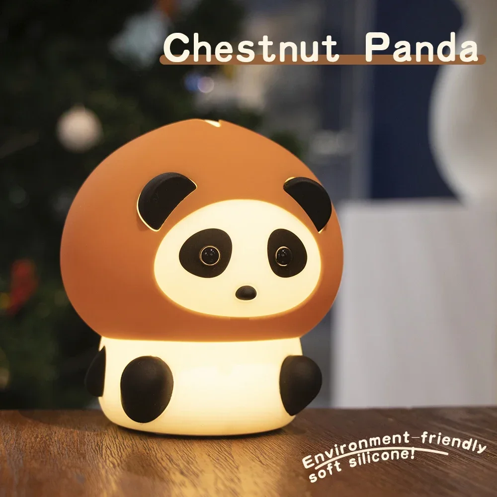 

Chestnut Warm Color Dimming for Kids Lamp RGB Patting Lamp Perfect for Babies and Kids' bedrooms Chestnut Panda Cute Night Light