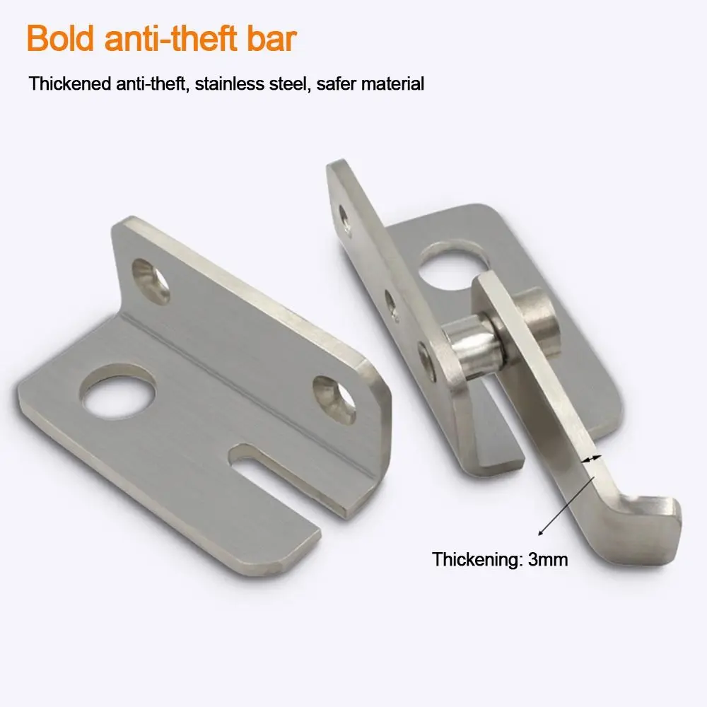 Door latch cabinet latch door bolt Anti-theft Sliding Door Lock Bolts Padlock Clasp Stainless Steel Gate Safety Lock Catch Cabinet Latches Fitting