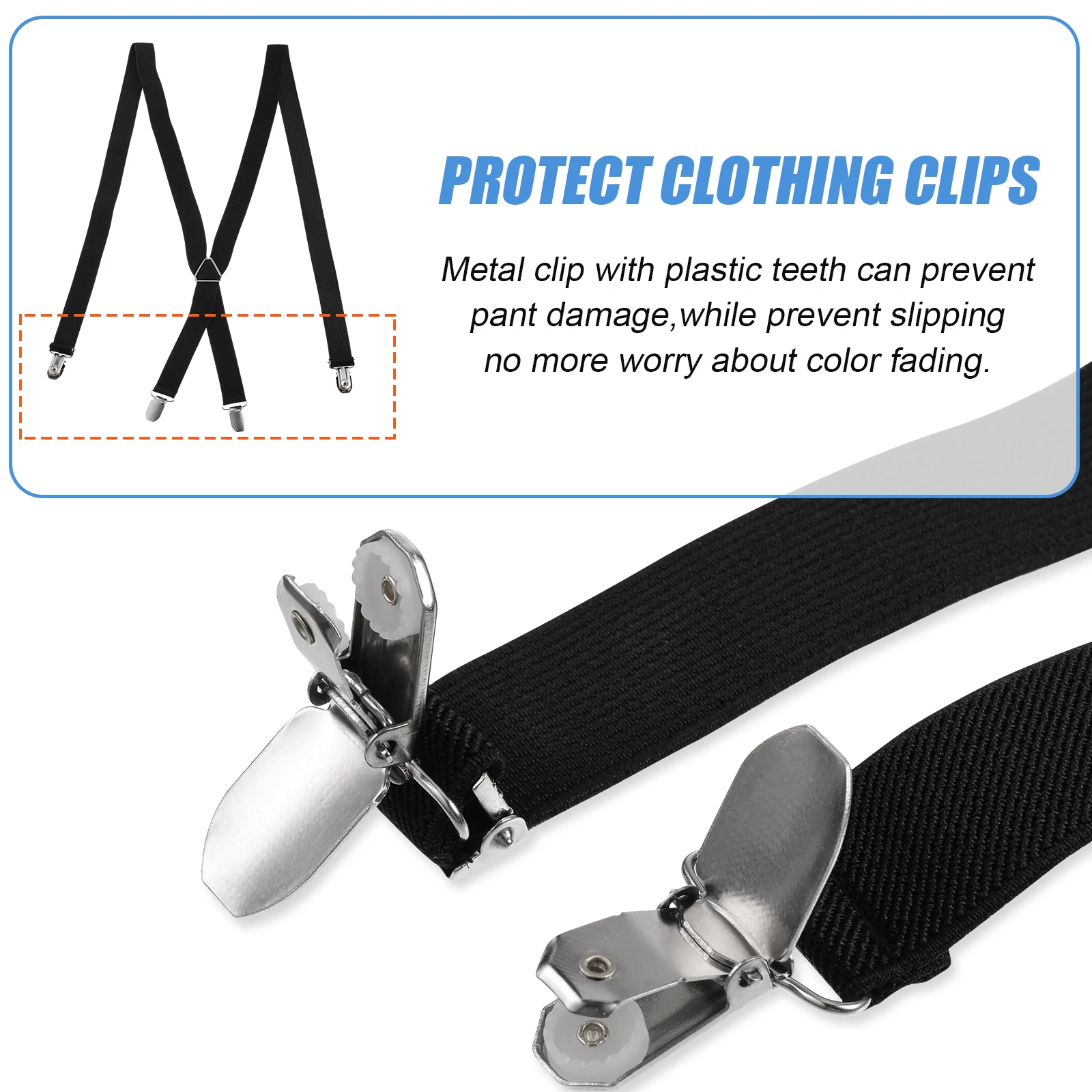 Men Women Suspenders Universal Adjustable Elastic Band Unisex Pants Clips