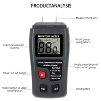 Portable Wood Moisture Meter 0-99.9% Humidity Content Tester Two Pins Digital Hygrometer Moisture Analyzer for Wood Timber Damp 6