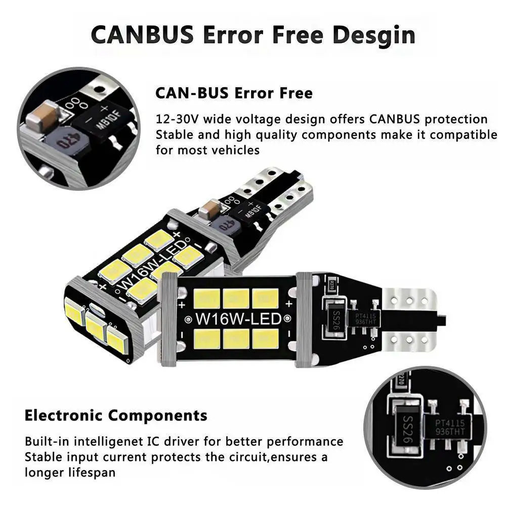 4Pcs Bright White Canbus LED Bulb for Car Backup Reverse Lights 912 921 T15 W16W led car lights,led lights,led bulbs