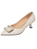 Lady style classic pointed toe stiletto high heels women square buckle decorative small size large size high heels women pumps 1
