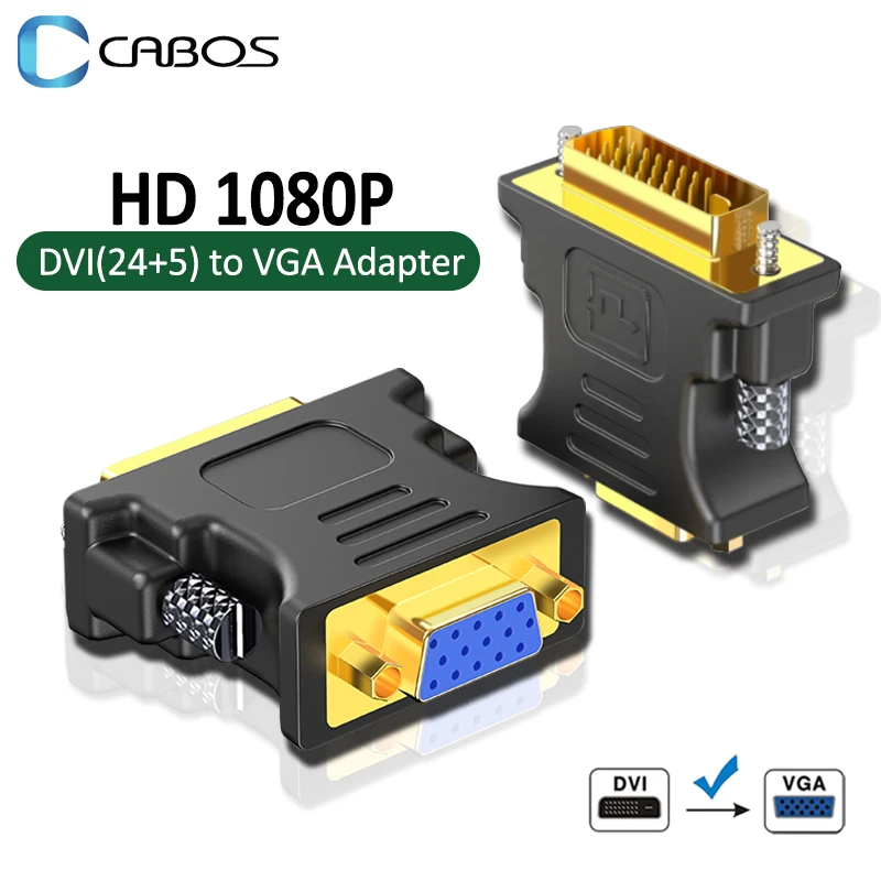 DVI to VGA Adapter DVI-I Male 24+5 pin to VGA Female 1080P Video Graphics Card Converter for HDTV PC Projector