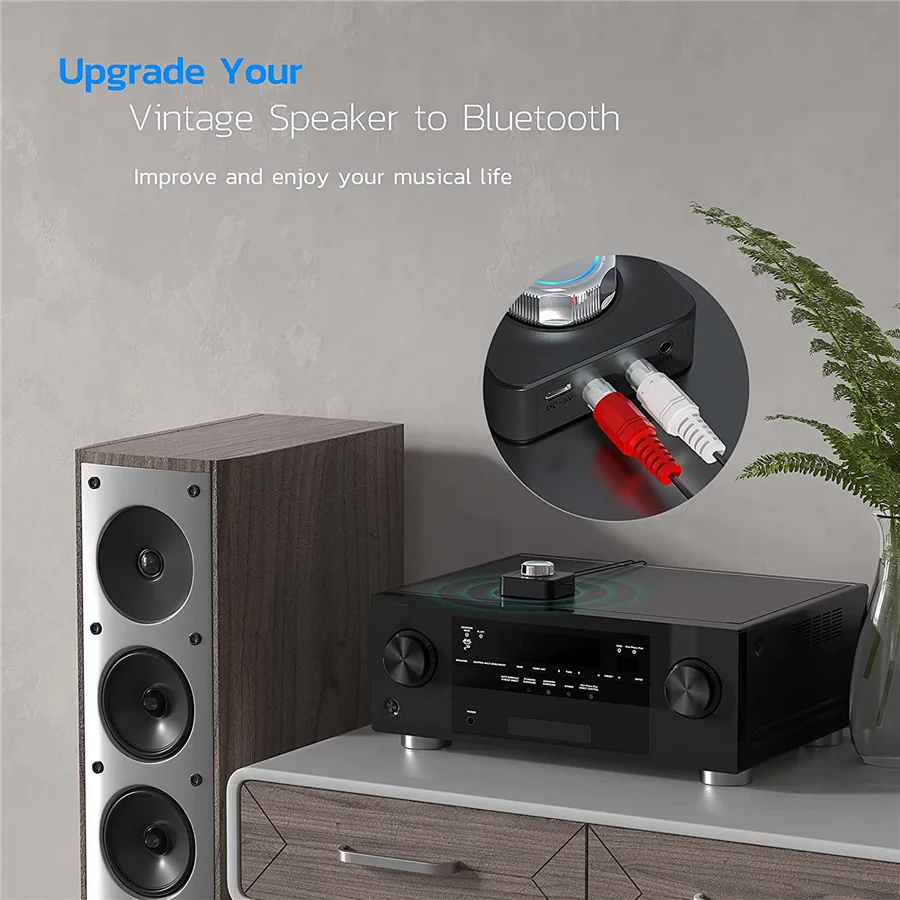 Bluetooth 5.0 Audio Receiver 3D Stereo Music Wireless Adapter TF Card R/L RCA 3.5mm AUX Jack For Car kit Wired Speaker/Headphone