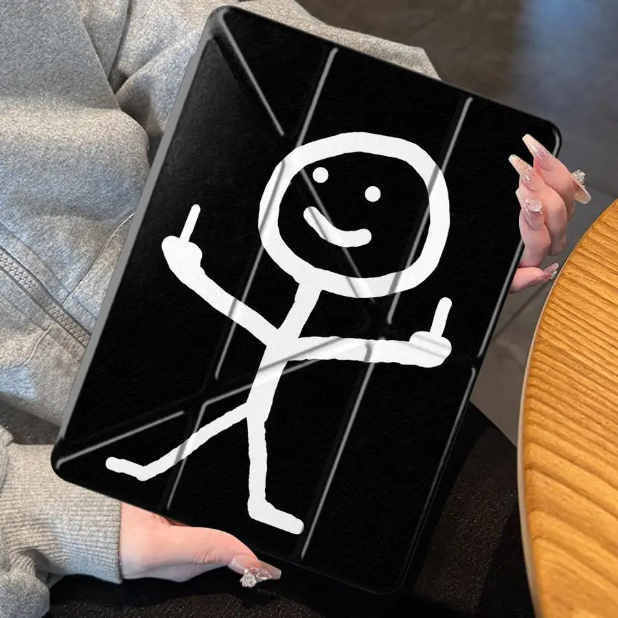 Whimsical Finger Stick Figures Tablet Case - Cartoon Art Design