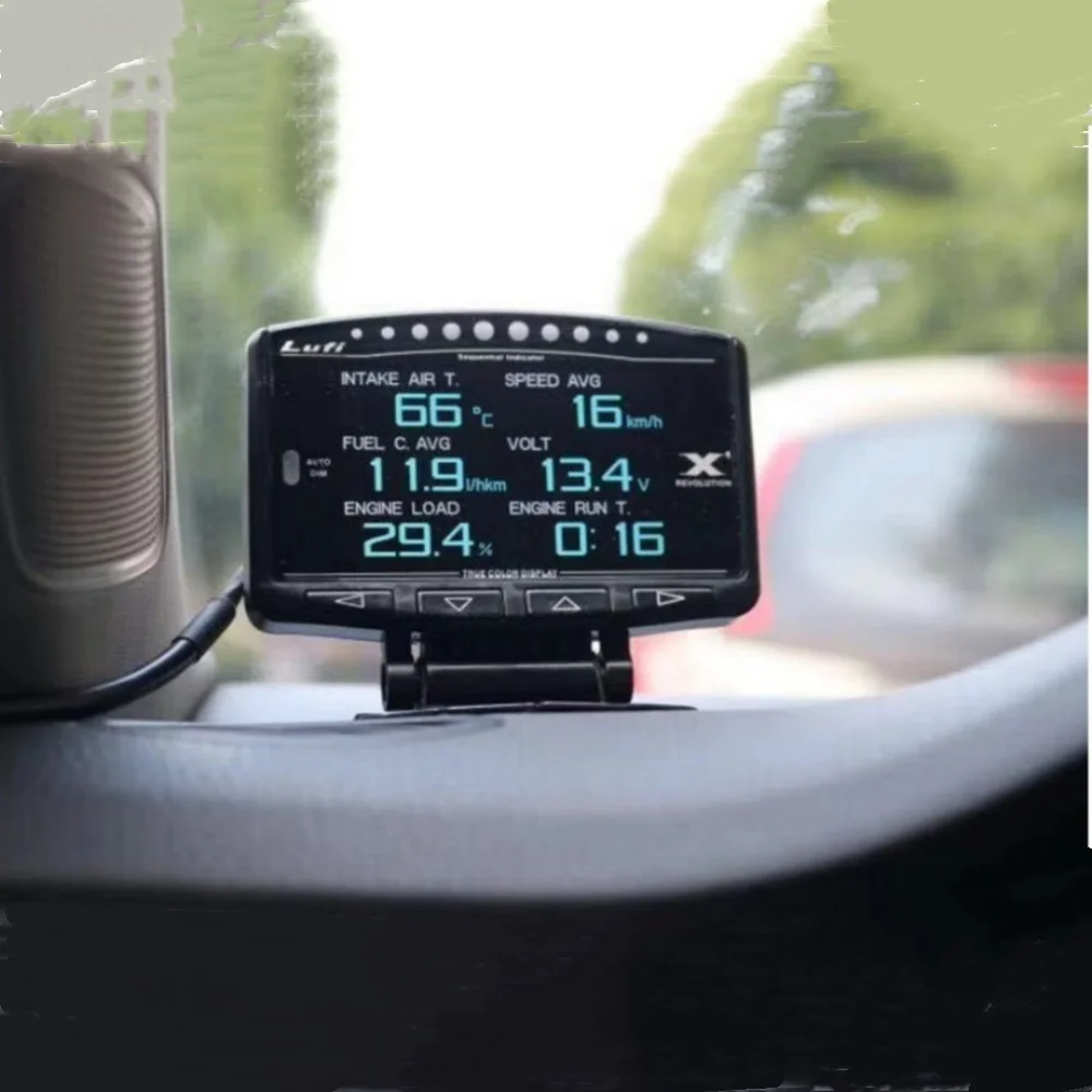 루피 X1 OBD2 디지털 게이지 터보 부스트 오일 압력 수온계 자동차 에어 RPM 연료 속도 EXT 오일 미터 (영어)