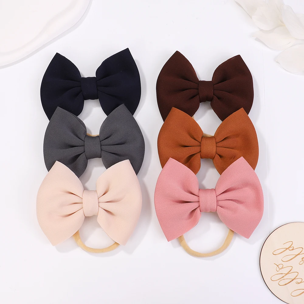 1 Pcs Solid Bow Headwrap Headband for Kids Girls Baby Cables Turban Newborn Toddler Elastic Headbands Hair Accessories Wholesale cn 3pcs 4 inch baby headband cotton bow headbands for girls nylon hairband newborn kids toddler hair accessories spring summer