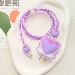 Silicone Love Heart Charger Protection Case - Soft Protective Cover and Organizer Sleeve (Purple)