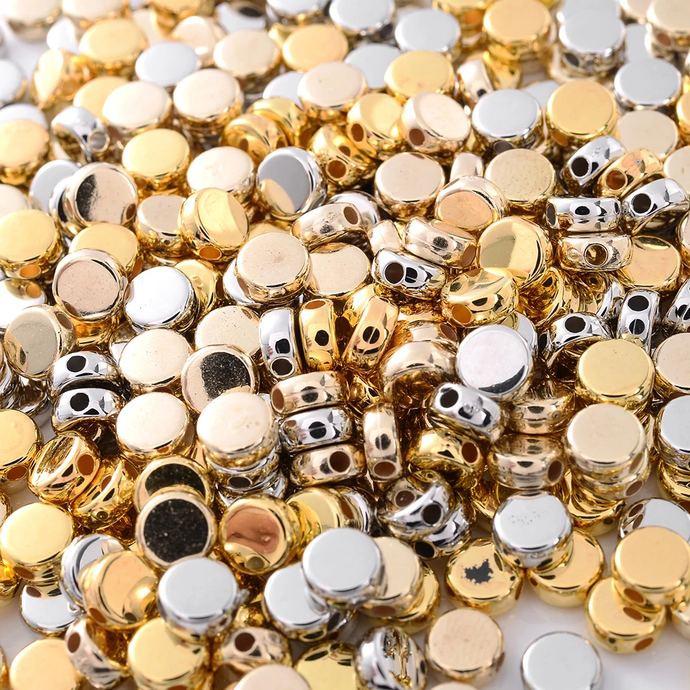 100 teile/los 6mm ccb Charm Spacer Perlen Goldfarbe flache runde lose Perlen für DIY Schmuck machen Suche Zubehör Zubehör – Detail 1