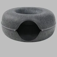  Donut Pet Cat Tunnel Interactive Play Toy Cat bed Dual Use Ferrets Rabbit Bed Tunnels Indoor Toys Cats House Kitten Training Toy 