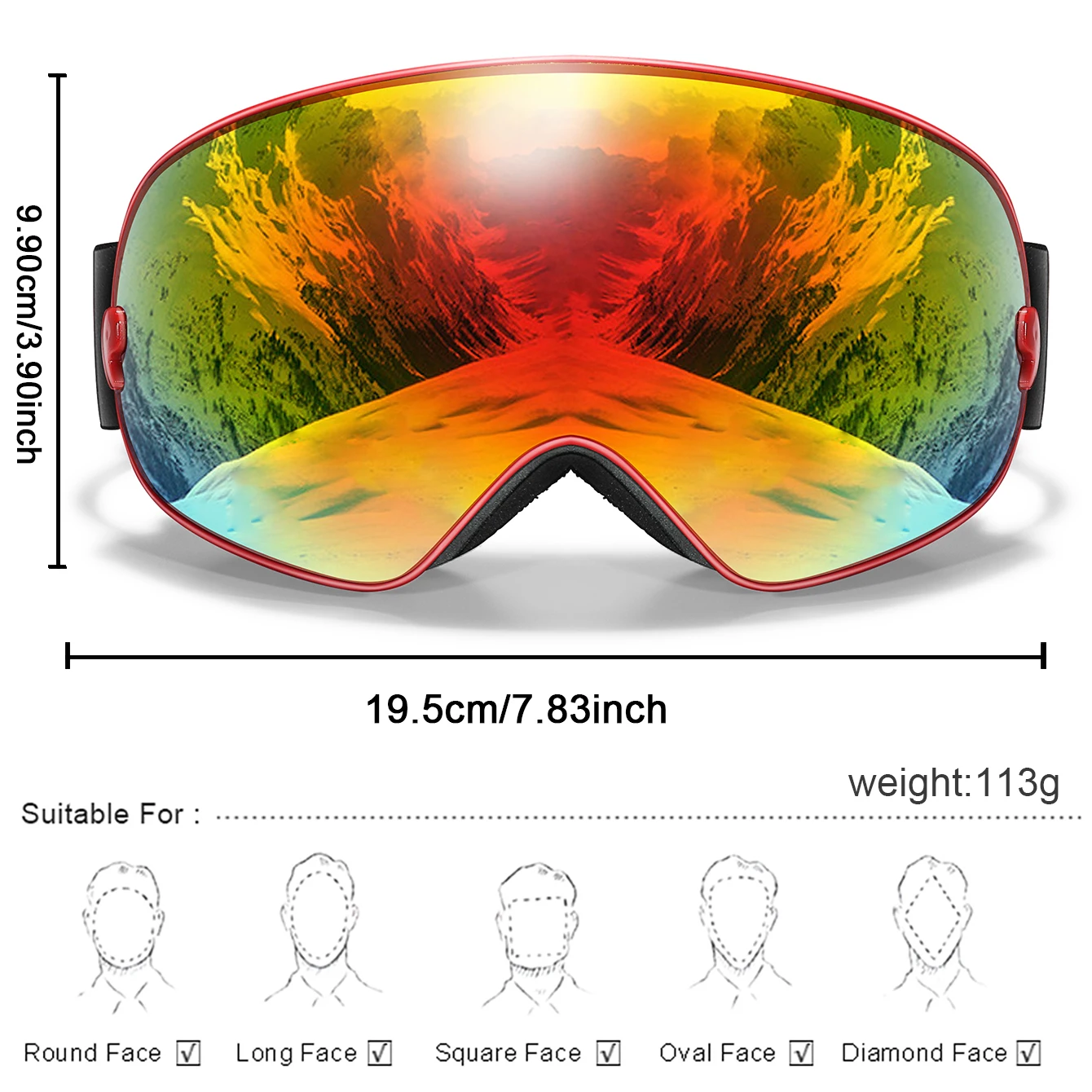 Sport Goggles Double Layers Anti-fog Eyewear Sport