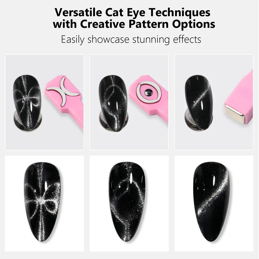 3-in-1 Manicure Cat Eye Strong Magnet Rod Cat Eye Gel Polish Varnish Magnetic Stick for Gel Tips Nail Art magnetic nail art tools cat eye nail tool magnetic nail tools magnetic nail pen