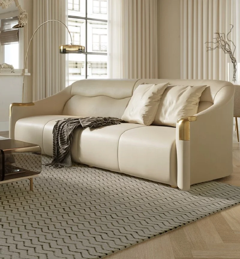 

Light luxury sofa household cream style modern living room fashion three-person sofa
