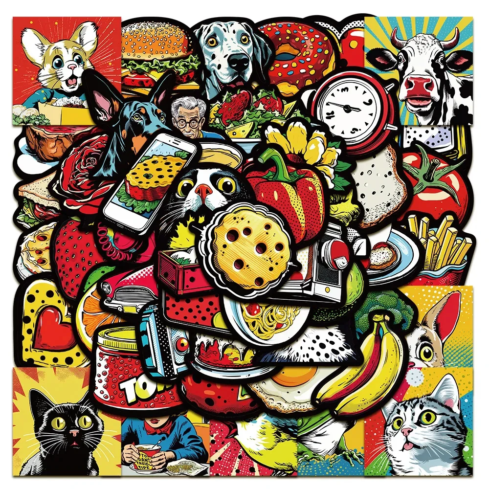 

10/30/50pcs INS Style Vintage Cartoon Stickers Decoration Decals Toys Waterproof Graffiti Stationery Phone Laptop Vinyl Decals