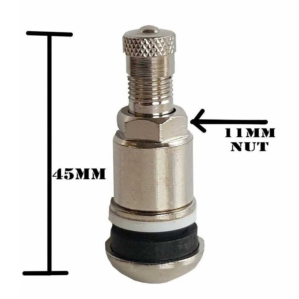 thumbnail image 1 of 4 válvulas de aluminio para neumáticos, válvula de neumático TPMS de fondo plano y redondo para automóviles de pasajeros, TR525, compatible con la mayoría de los automóviles, 1 of 5