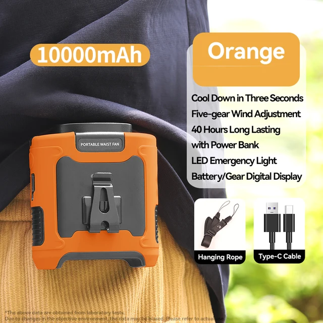 Original Power Bank 10000mAh Fan Outdoor Portable Waist Hanging Strong 10w Fan - 第 12/14 張圖片