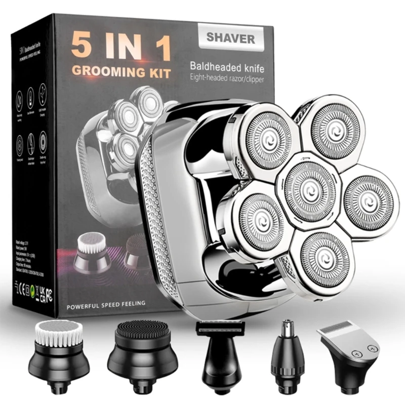 6 in 1 Electric Razors for Men Multifunctional Bald Head Shaver Cordless Grooming Kit Waterproof Electric Shaver