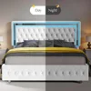 Queen Bed Frame, Velvet Upholstery, Headboard and Footboard with LED Lights, No Spring Mattress Required, Platform Bed Frame 4