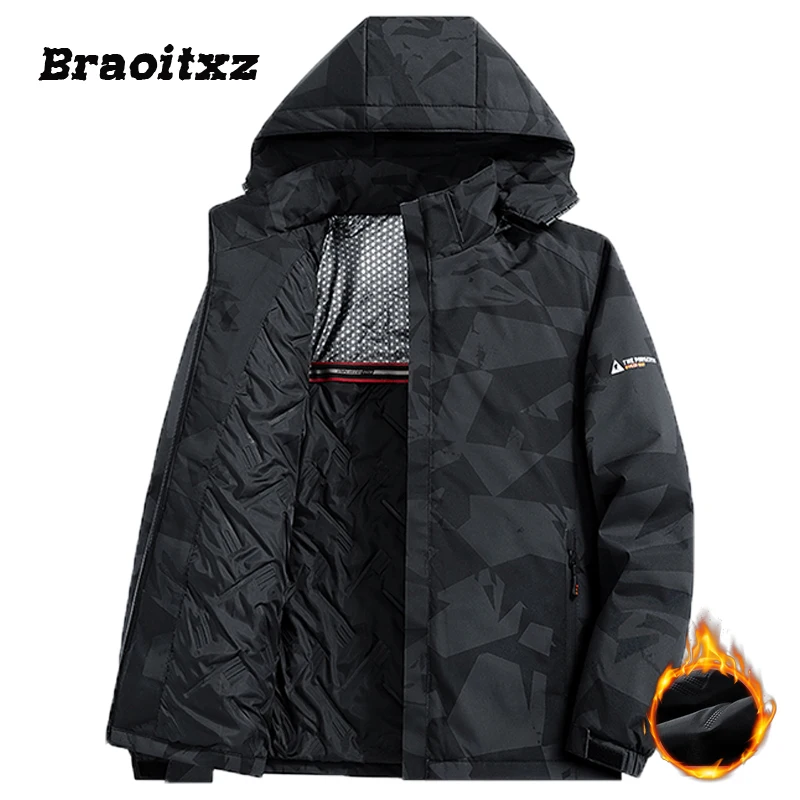 

2023 New Men Autumn Winter Outdoor Sports Casual Keep Warm Jacket Coats Men Detachable Hooded Printed Camouflage Jacket Men