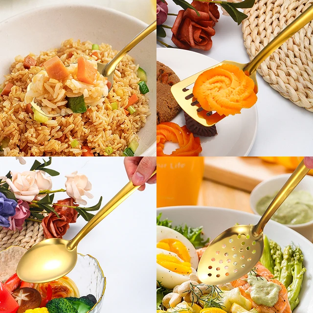 Stainless Steel Golden Spoon Set 2