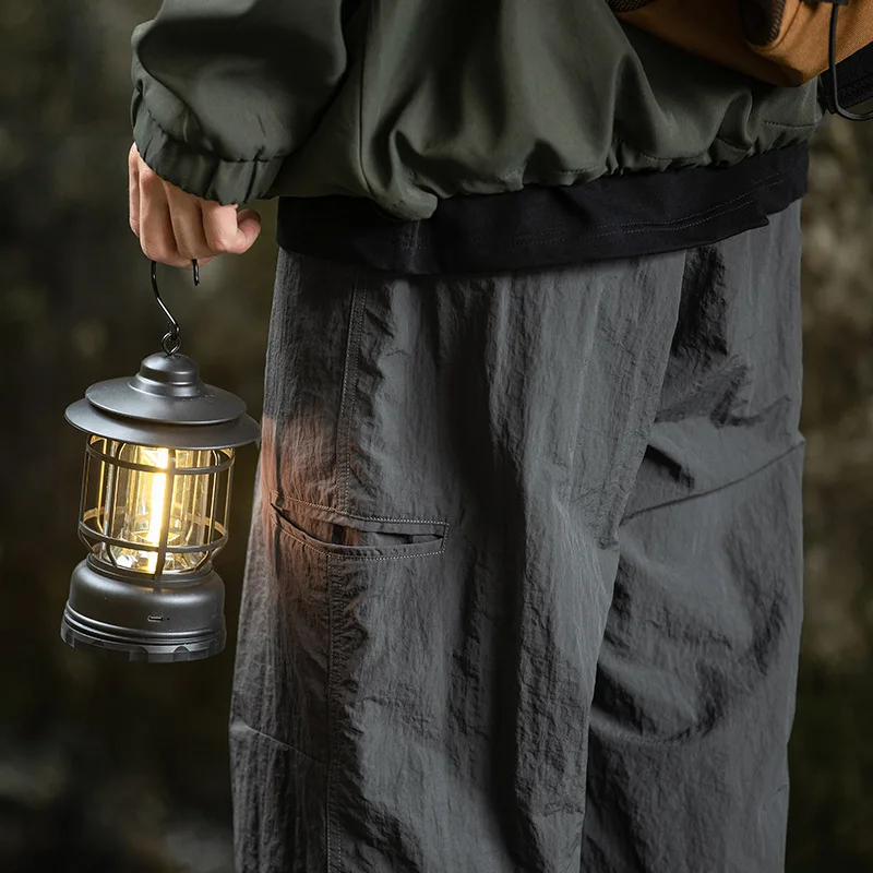 Buckle Waistband Workwear Autumn Side Pocket Outdoor Texture Slightly Wrinkled Casual Pants baggy pants men clothing