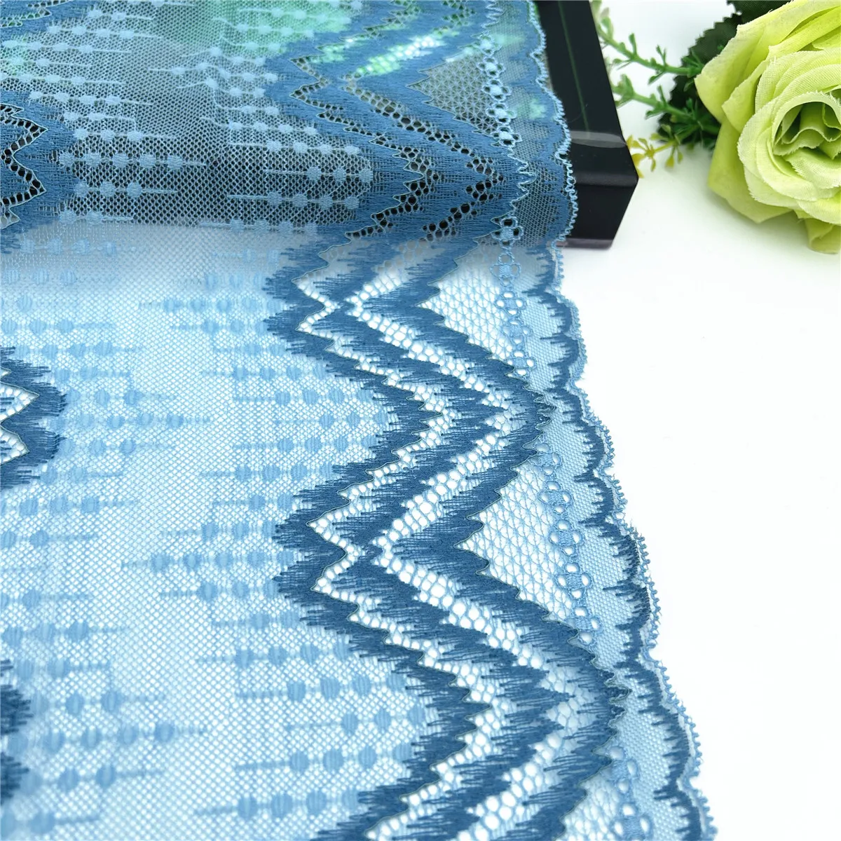 Wholesale Width 20cm Blue Elastic Stretch Lace 3