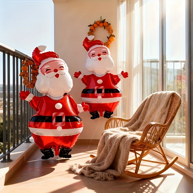 2PCS Oversized Santa Claus Decoration Balloons, Reusable, Essential for Christmas Parties - Perfect for Christmas Decoration