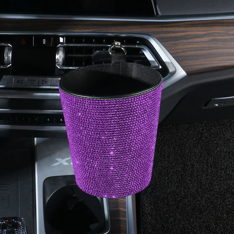 Borsa Portaoggetti Per Auto A Forma Di Diamante Con Strass: Cestino Rifiuti Multiuso In Peluche (21x18x13 Cm, Colore A) - 4