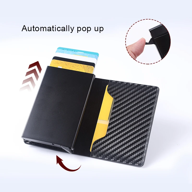 Credit Card Holder Men RFID Anti-theft Brush Pop-up Aluminum Alloy Magnetic Buckle