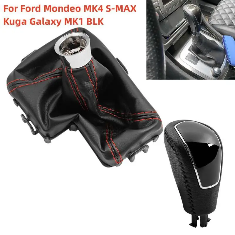 Automatico Per Ford Mondeo Mk4 S-Max Kuga Galaxy Mk1 Blk Pomello Del Cambio In Pelle Mano Speed Ball Ghetta Boot Cover