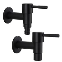 Stainless Steel Faucet Black Wall Mounted Washing Machine Tap Bath Toilet Mop Pool Water Taps for Outdoor Garden Bathroom 1