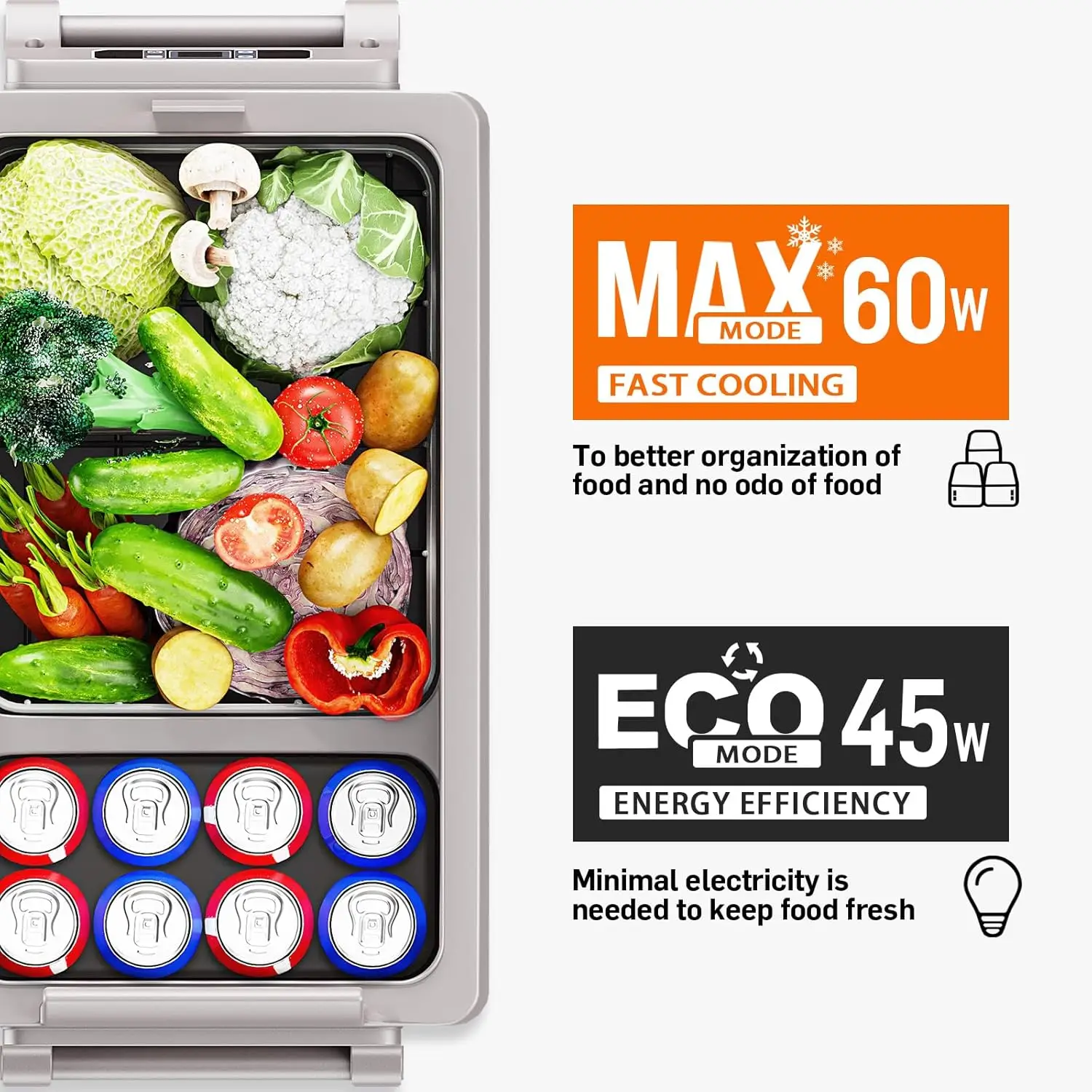 12 Volt Refrigerator, 59QT(55L) Electric Cooler, 12V Fridge APP Control, 12V Cooler -4℉~68℉, Portable Freezer 12/24V DC 110-240V 6