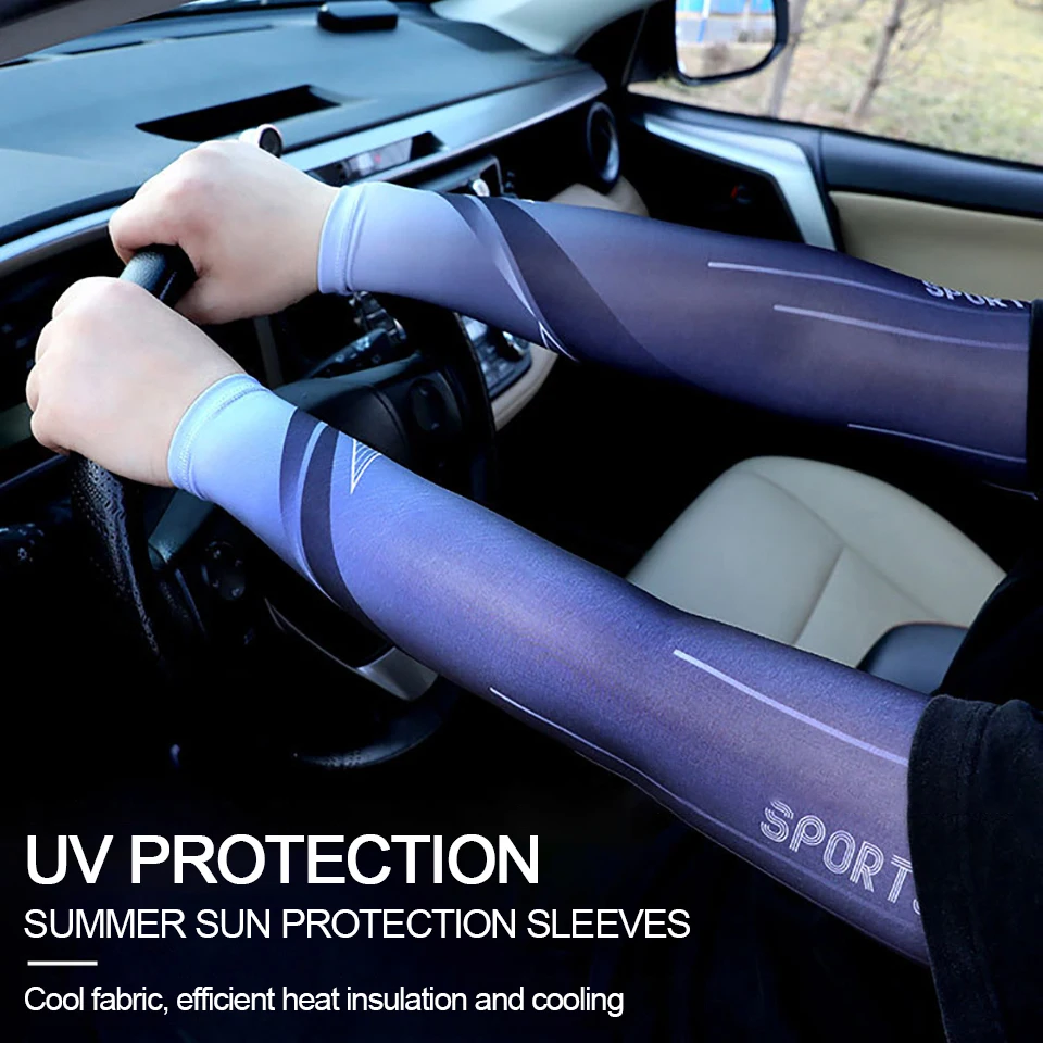 KoKossi Ice Silk Cold Feel Skin Friendly Breathable Combination Suit Sun Protection High-Elastic Arm Sleeves Anti-UV