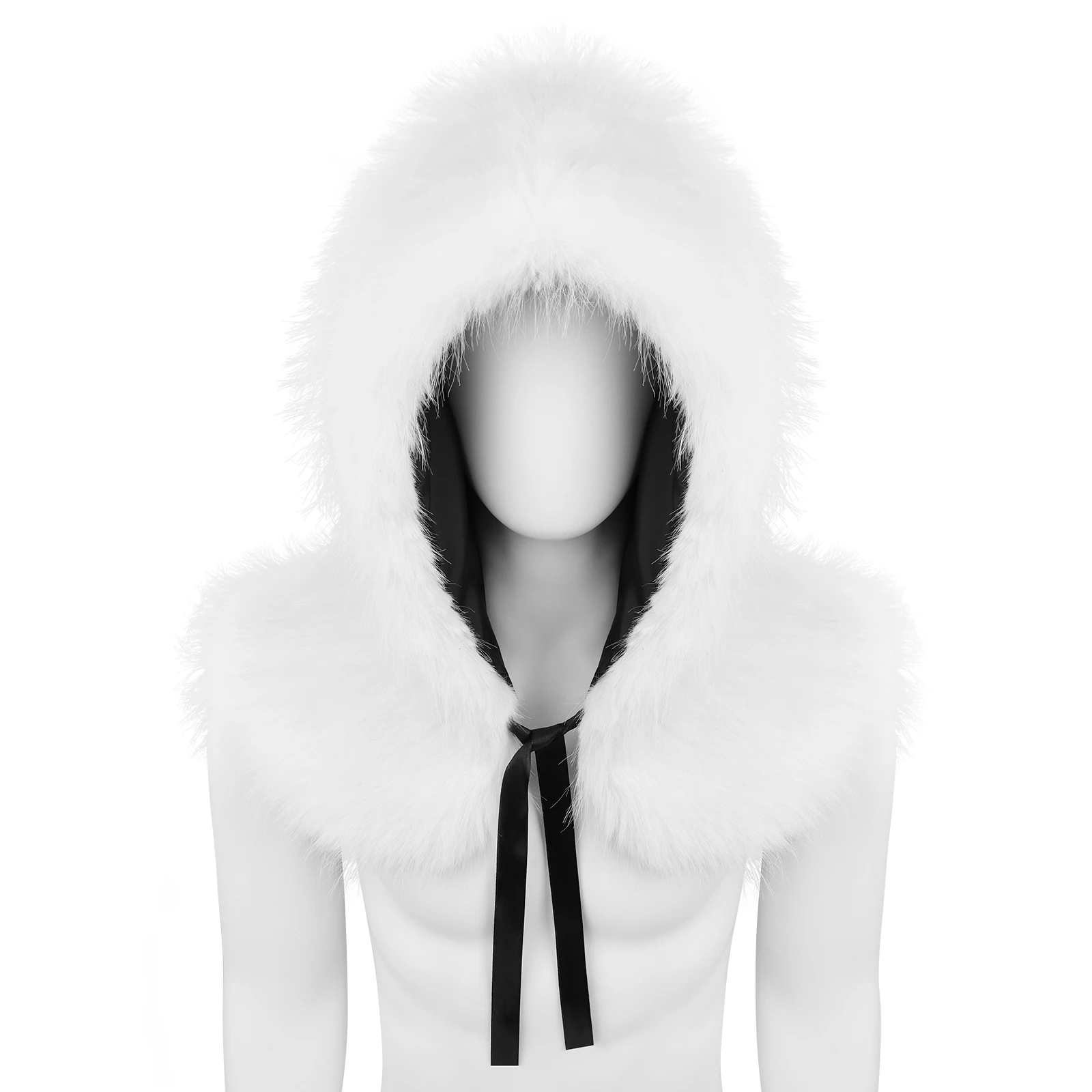 Kunstpelz Furry Grim Cowl Cloak Hood Hat Winter Warmer Kopfbedeckung Zubehör – Detail 10