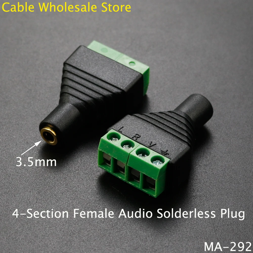 1Pcs 3.5mm 4-Pole Stepper Terminal 4-Pin Female Audio AUX Headphone Adapter Jack Stereo Stepper Solderless DIY